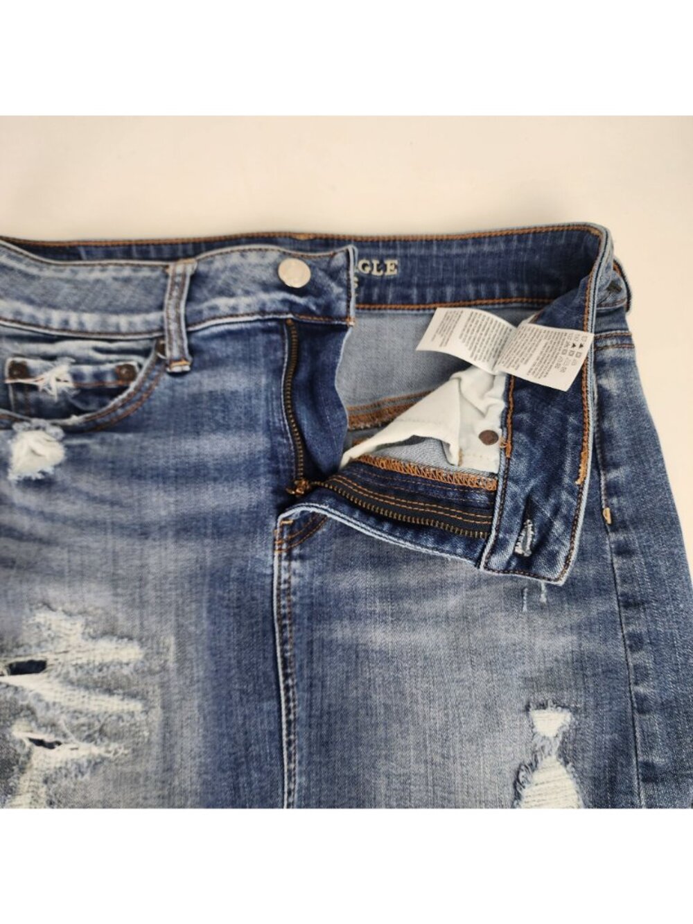 American Eagle Outfitters Super Stretch Distressed Denim Skirt Size 2 Denim - Picture 7 of 11